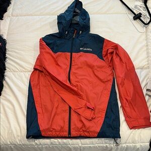 Columbia Red and Blue Hooded Jacket. Men’s small NWOT